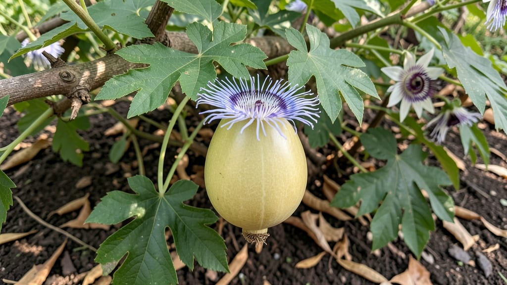 Blue Crown Passion Flower Fruit: Exotic Vine That Bears Year-Round in Zones 9-11